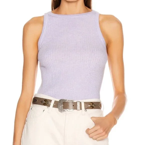 Enza Costa Light Pink Rib Long Sleeve Shirt Medium Cotton Cashmere Sweater S XS - Picture 13 of 13